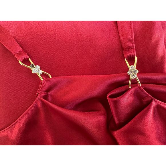Sophia By Delicates Vintage Red Satin Slip Dress Night Gown size Large - Picture 6 of 7